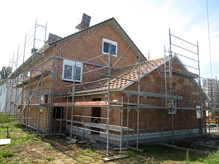 Haus von hinten, Rohbau